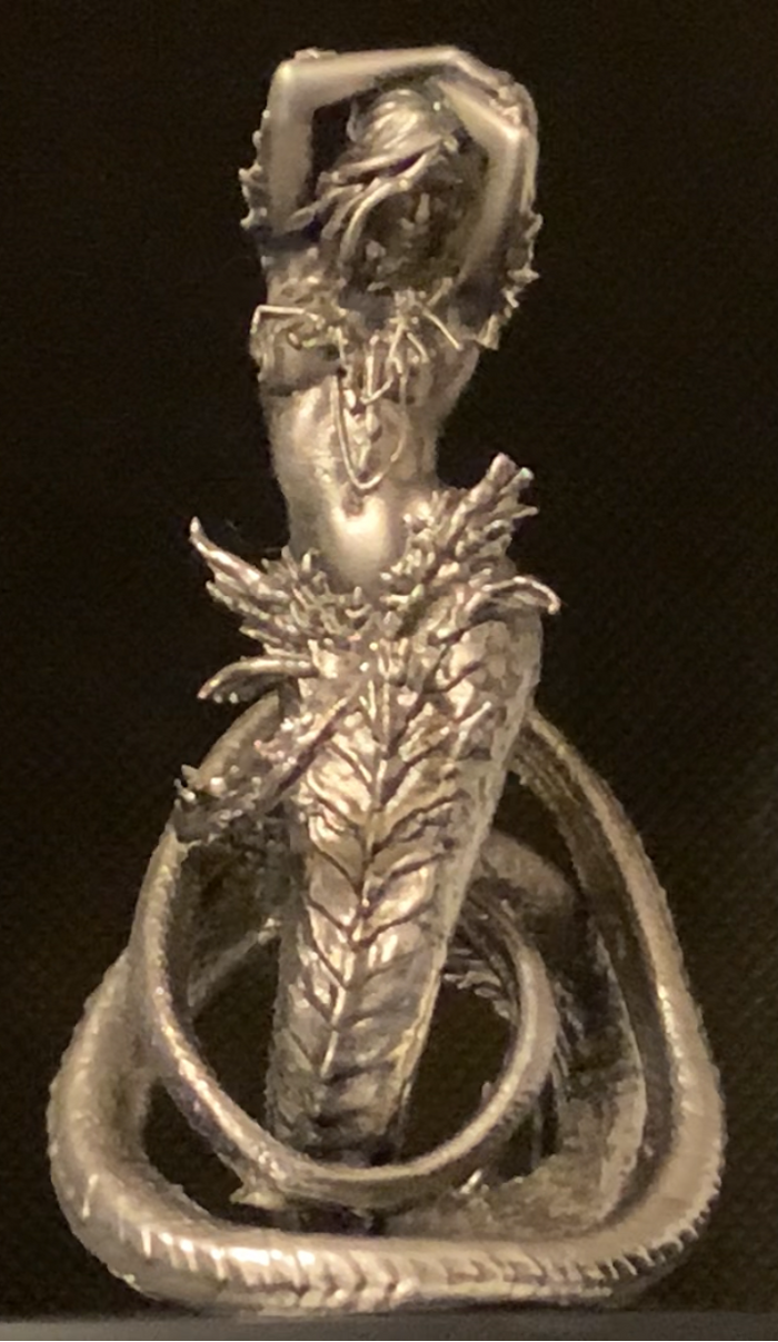Torminted Mermaid hand-poured .999 fine silver statue by Tormint, front view