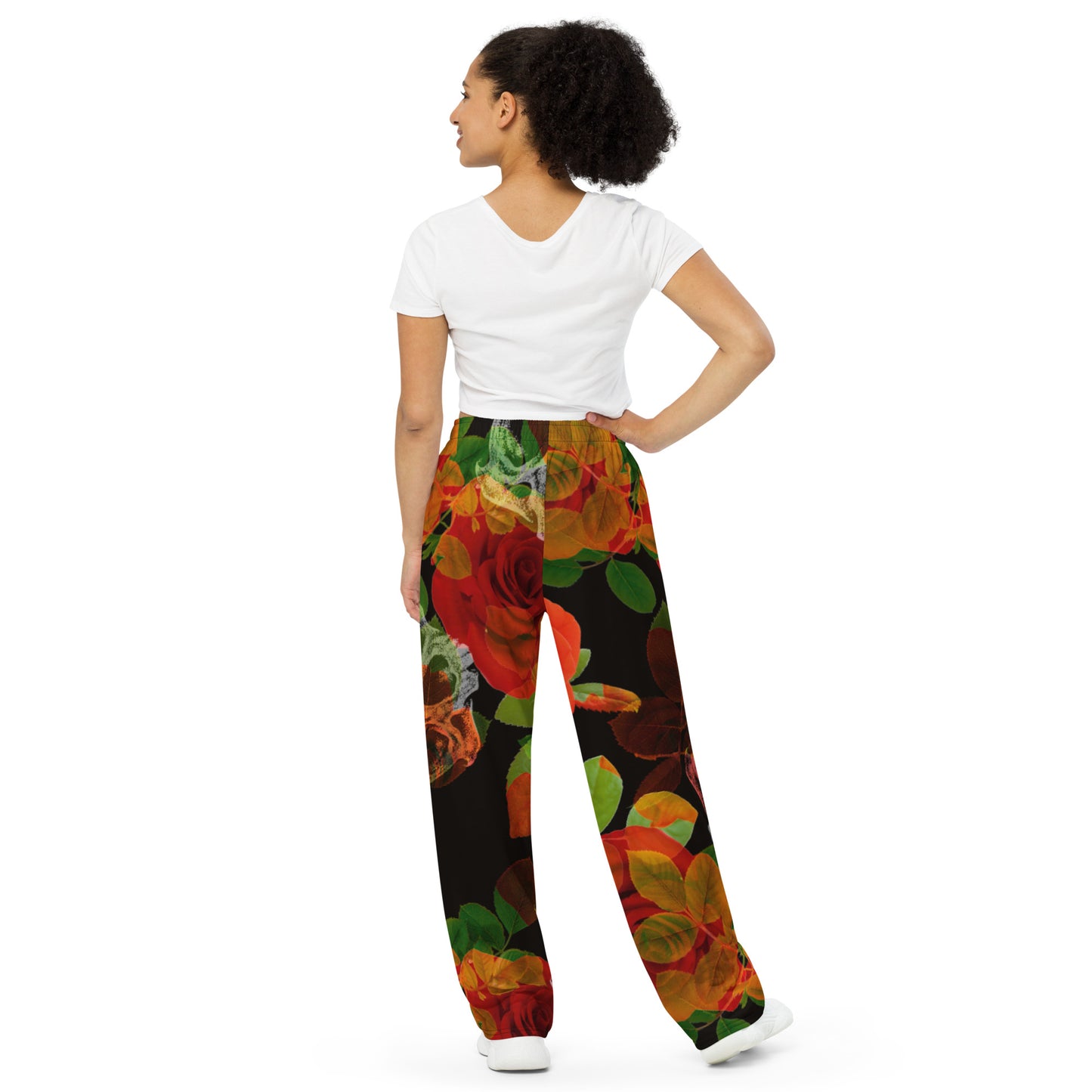 Tormint Vampire Logo w/Skull and Rose Print unisex wide-leg pants